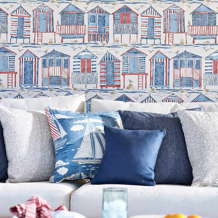 Beach huts wallpaper product detail